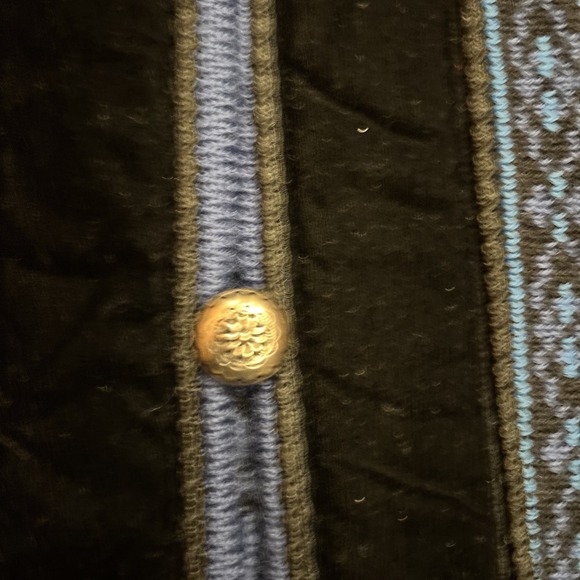 Dale of Norway Pure Wool Cardigan Sweater M Norwegian Blue Black Velvet Trim - Picture 6 of 16